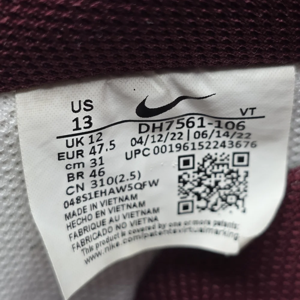 Nike Air Force 1 '07 'White Dark Beetroot' DH7561-106 Men's Shoes Size 13